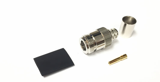 N Female Crimp Connector for LMR-400, RG-8U - Includes Heat Shrink