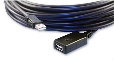 Active USB Cable, Type A Male to Female, Plenum 75ft