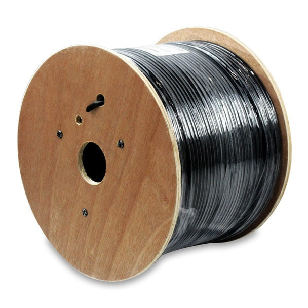 Cat6 Solid Direct Burial Outdoor Cable - Black - 1000 Foot Spool - Water Block