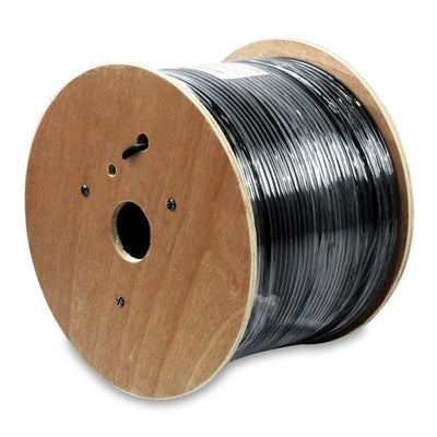 Cat6 Solid Direct Burial Outdoor Cable - Black - 1000 Foot Spool - Shielded