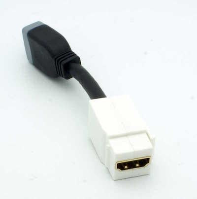 HDMI Keystone Insert Pigtail Female to Female Cable Type White Philmore 45-762