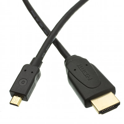 HDMI to Micro D HDMI Cable High Speed with Ethernet 10ft