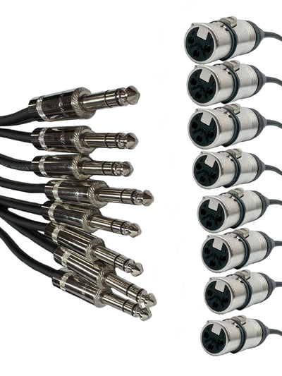 8 Channel XLR Female to 1/4 Inch TRS Male Audio - Snake Cable