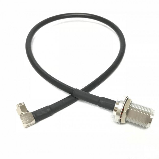 N Female to SMA Right Angle Times Microwave LMR240U Cable - 6 Inch