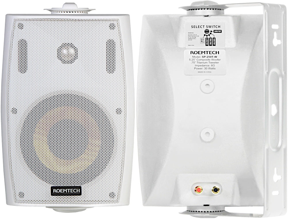 Roemtech SP-250T-W 40 Watt 70 Volt - White - Speaker Pair