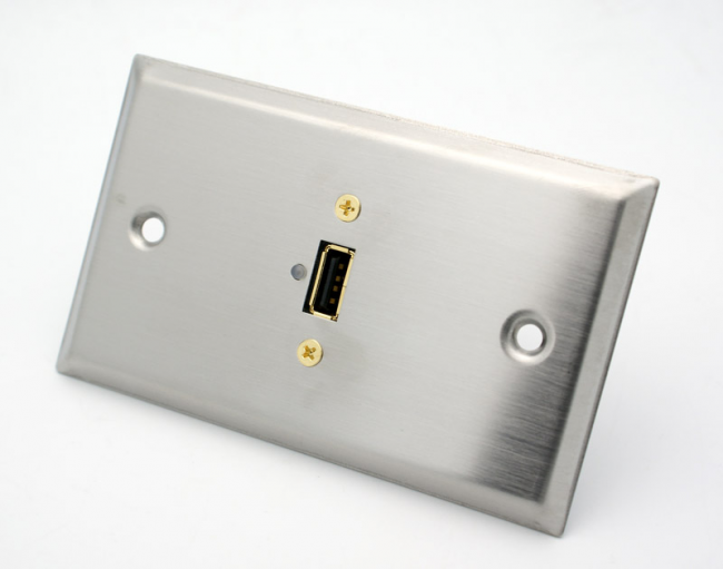 Stainless Steel Single USB 2.0 Wall Plate Philmore 75-697