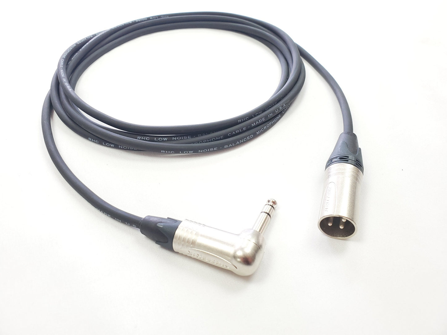 Balanced XLR Male to 1/4 TRS Right Angle Audio Cables with Neutrik Connectors