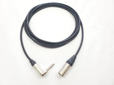 Balanced XLR Male to 1/4 TRS Right Angle Audio Cables with Neutrik Connectors