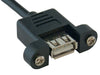 1ft USB 2.0 A/A Panel Mount Style Male to Female Cable Black